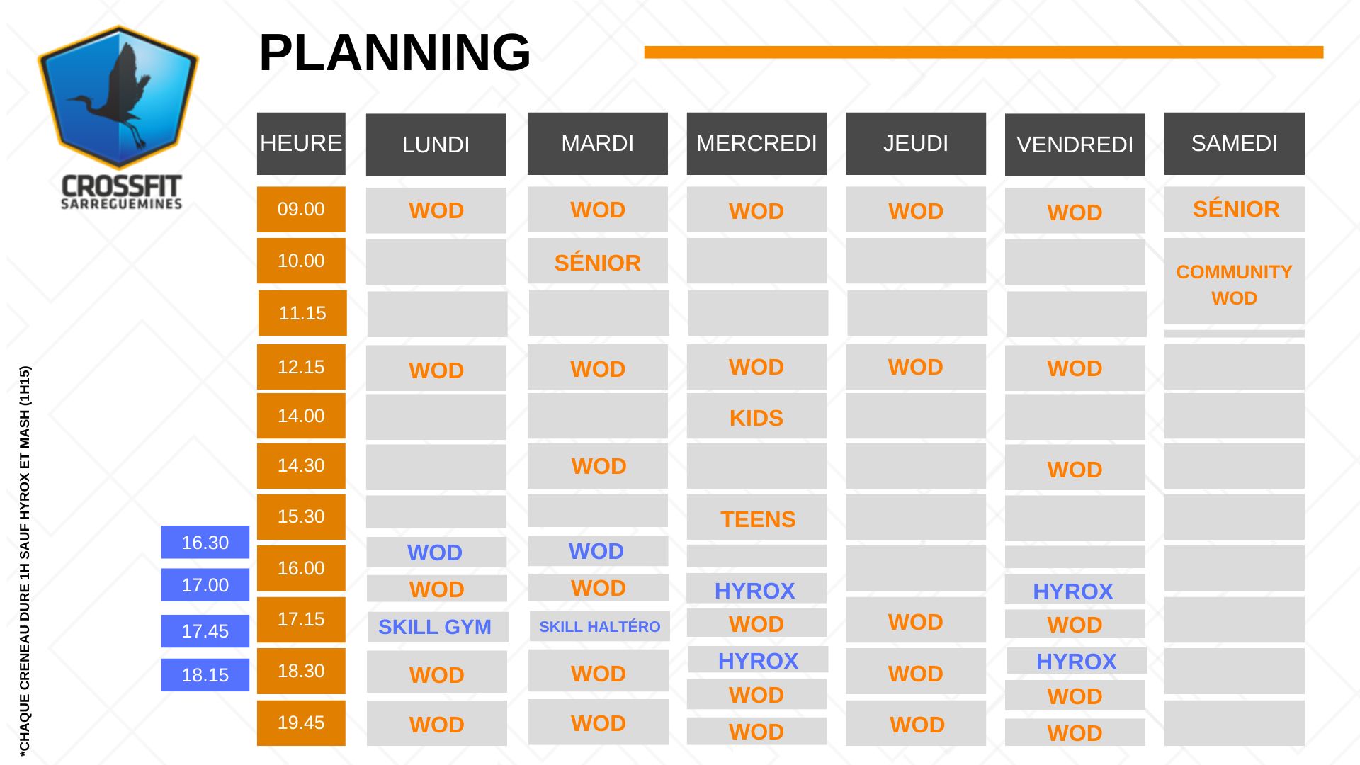 Crossfit Sarreguemines SALLE DE SPORT GROSBLIEDERSTROFF Planning Rentree 1